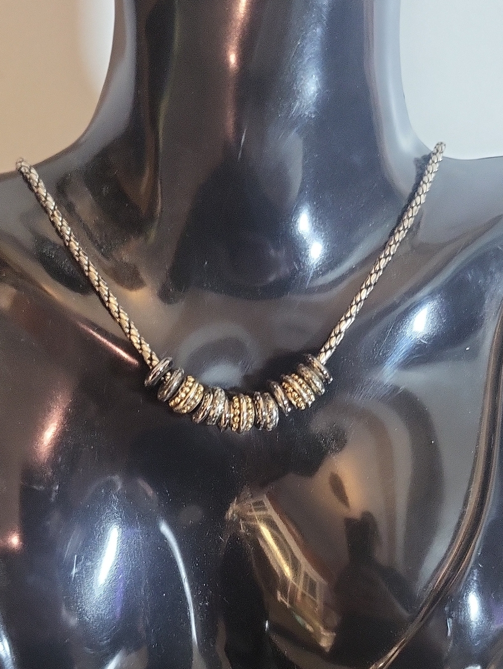 Liz Claiborne two-tone slide ring pendant necklace